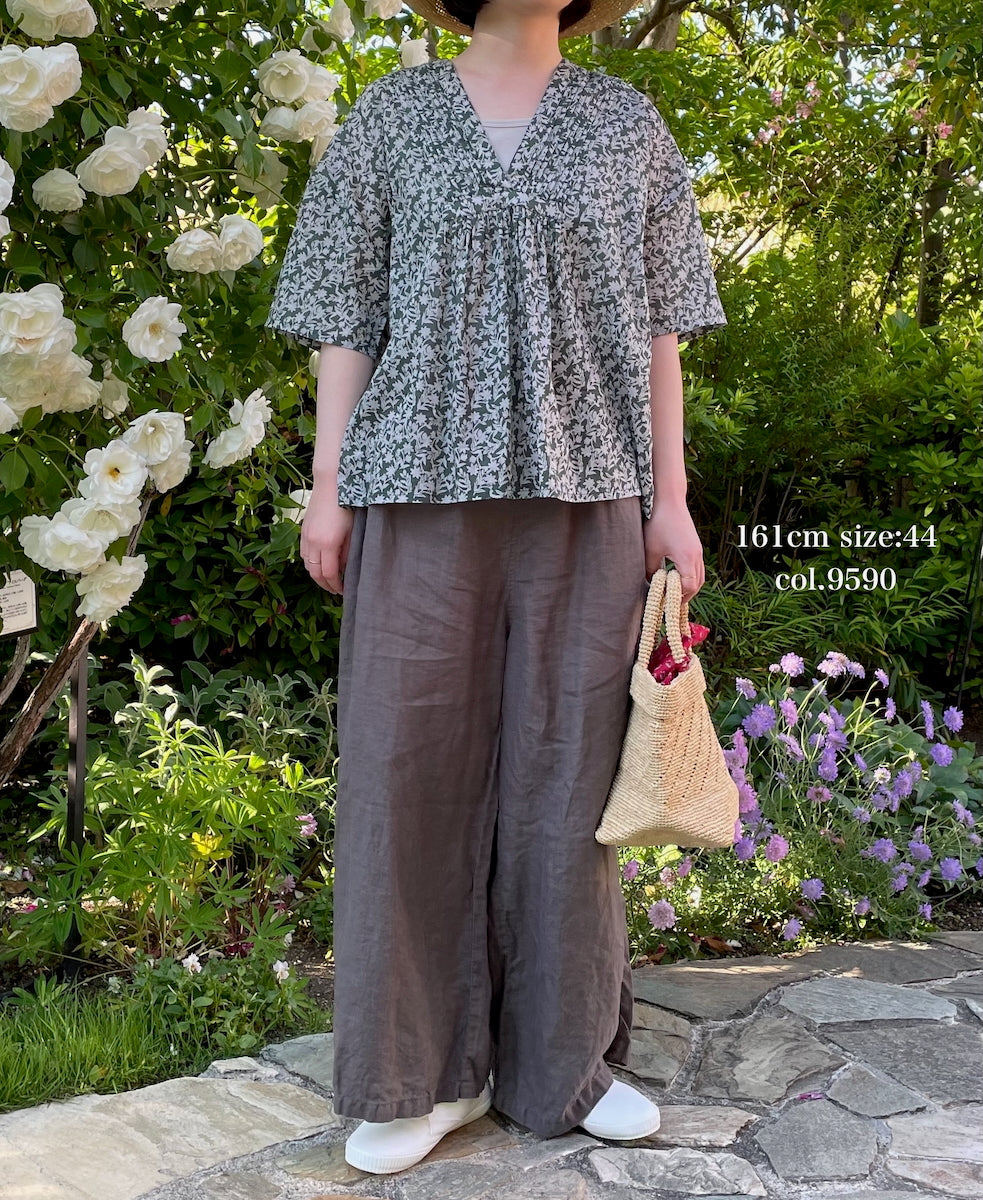 LNHT1713L LINEN PLAIN OVERDYE EASY PANTS