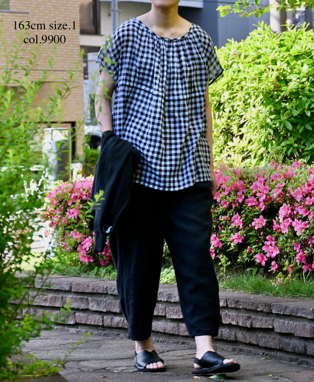 NSL26102 FANCY GINGHAM CHECK GATHERED PATCH WORK SMOCK