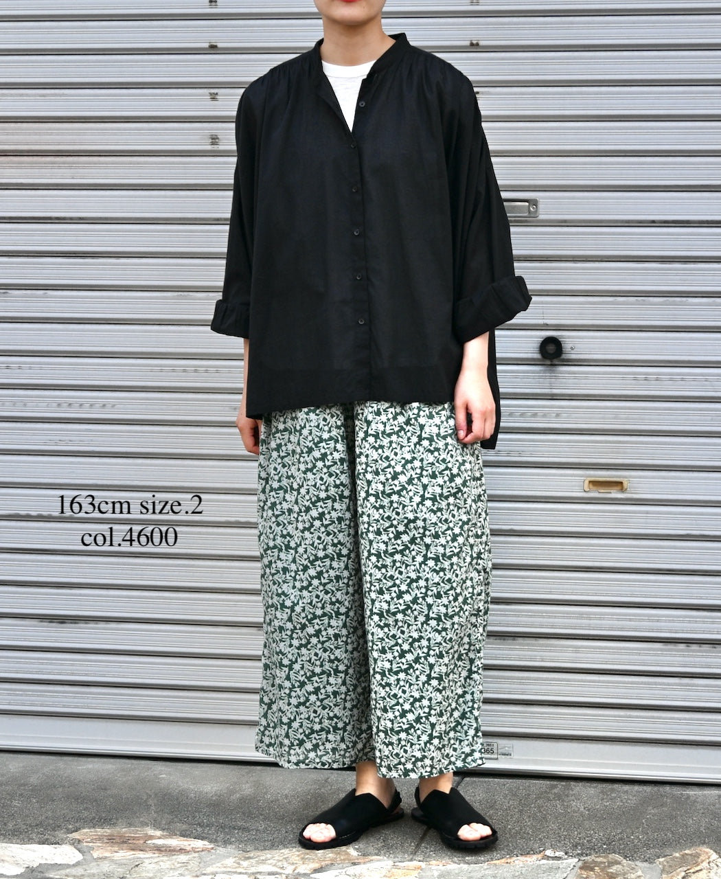 NSL26075 80s VOILE TWO TONE FLOWER PRINT WIDE EASY PANTS