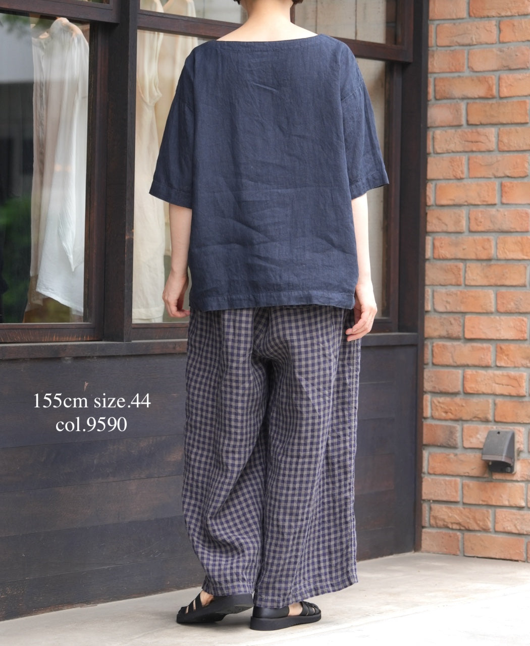 LNHT1713LC LINEN CHECK OVERDYE EASY PANTS