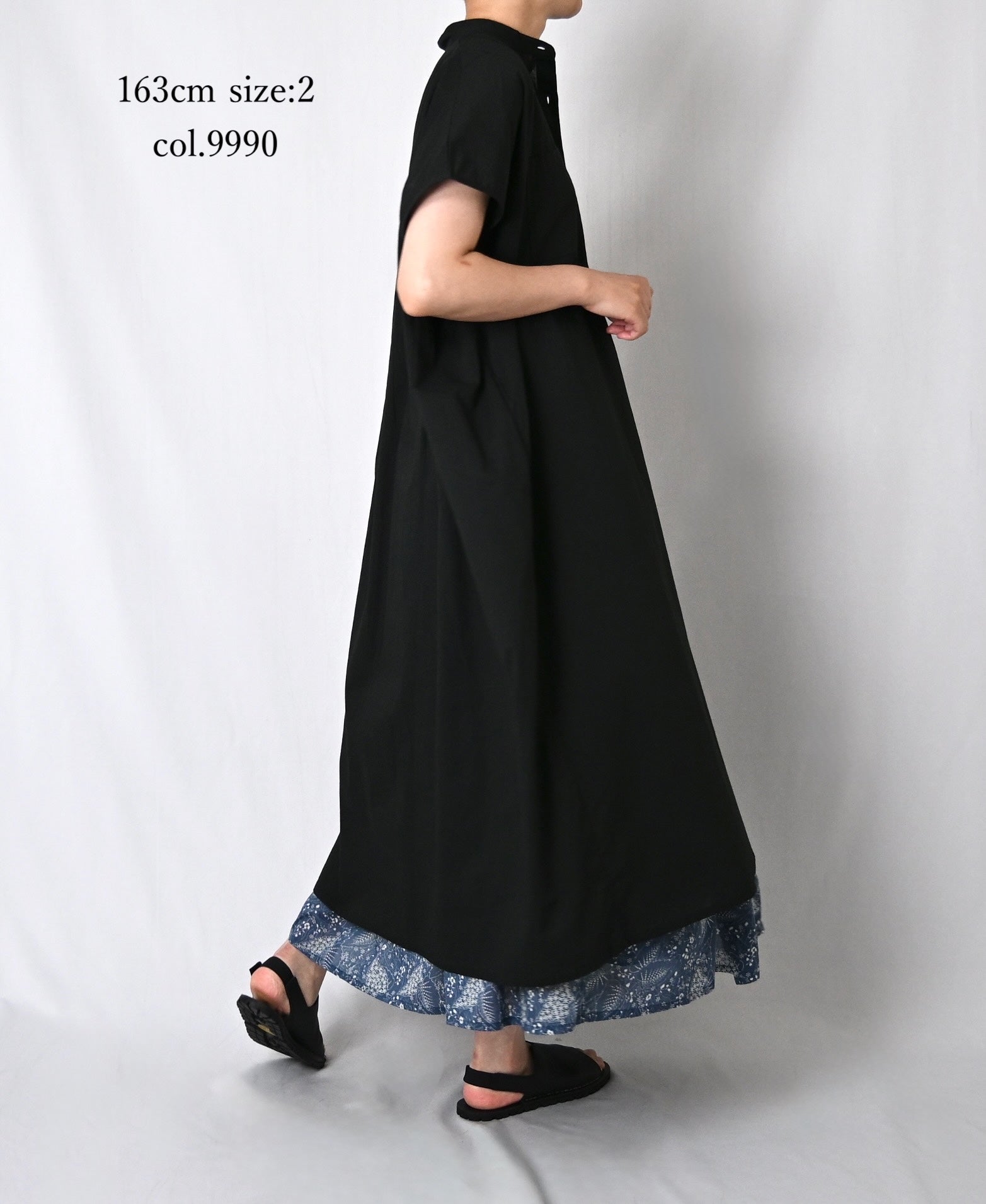 NSL26007 60s CAMBRIC PLAIN BANDED COLLAR FRENCH/SL DRESS
