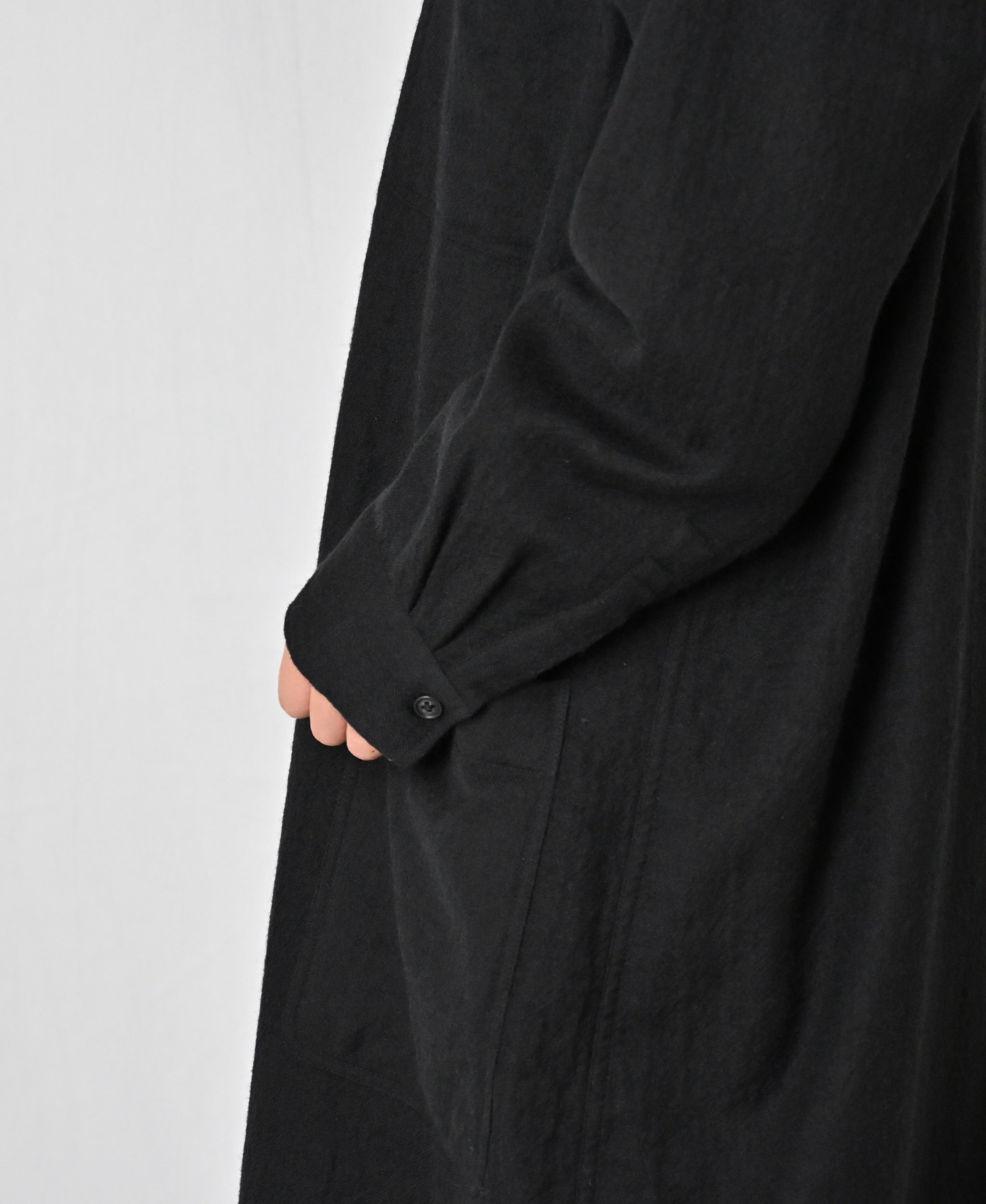 MDSH26532 BOILED WOOL PLAIN BANDED COLLAR COAT