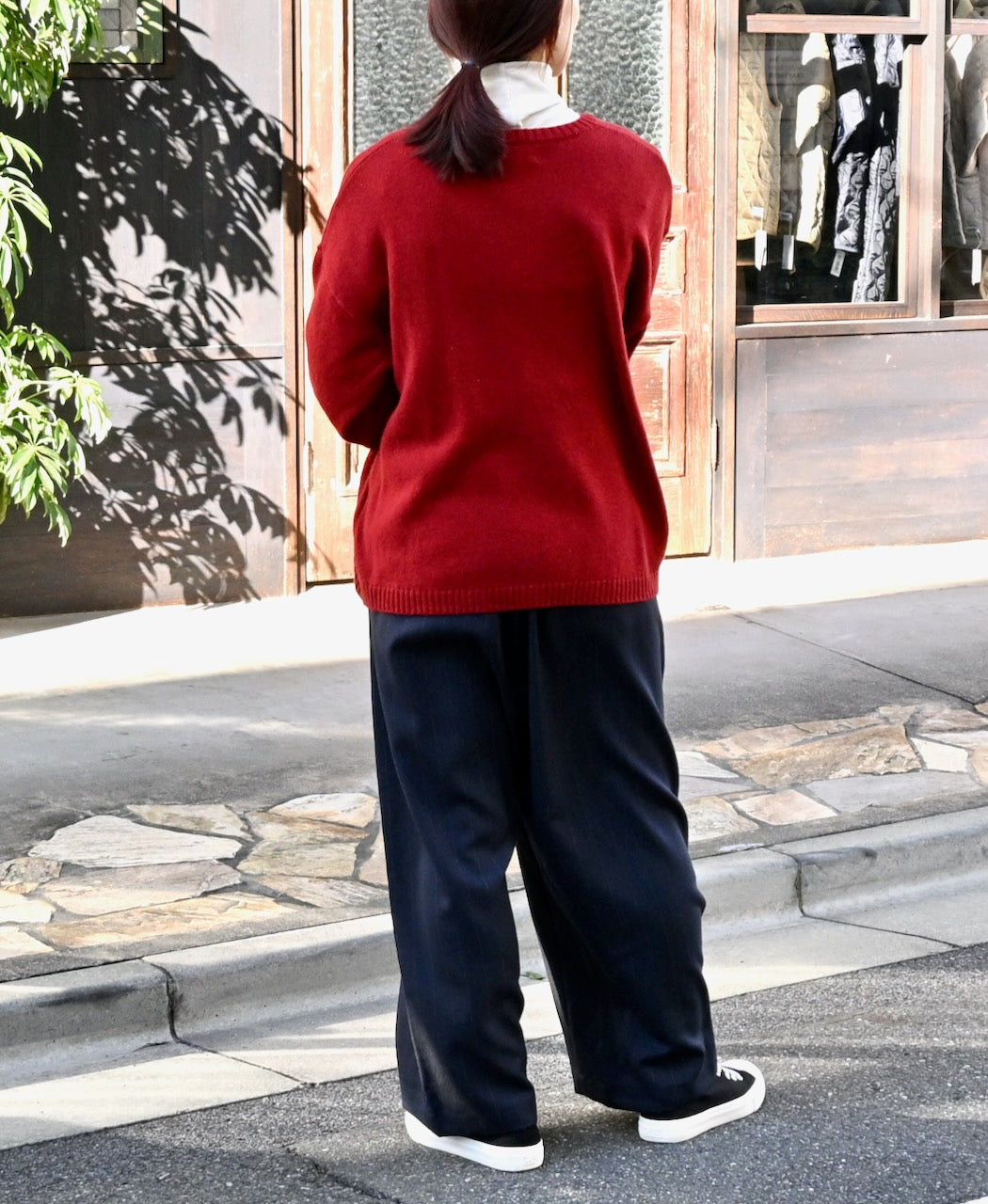 NNSL26514 7GG PLAIN STITCH NYLON/COTTON/WOOL CREW-NECK PULLOVER