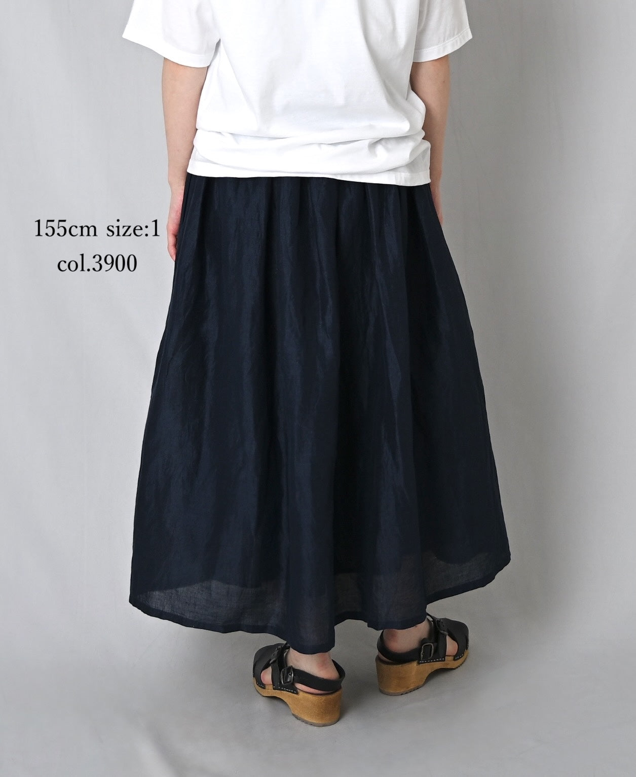 INSL26325 60s AUTO LOOM COTTON/LINEN PLAIN GATHERED SKIRT