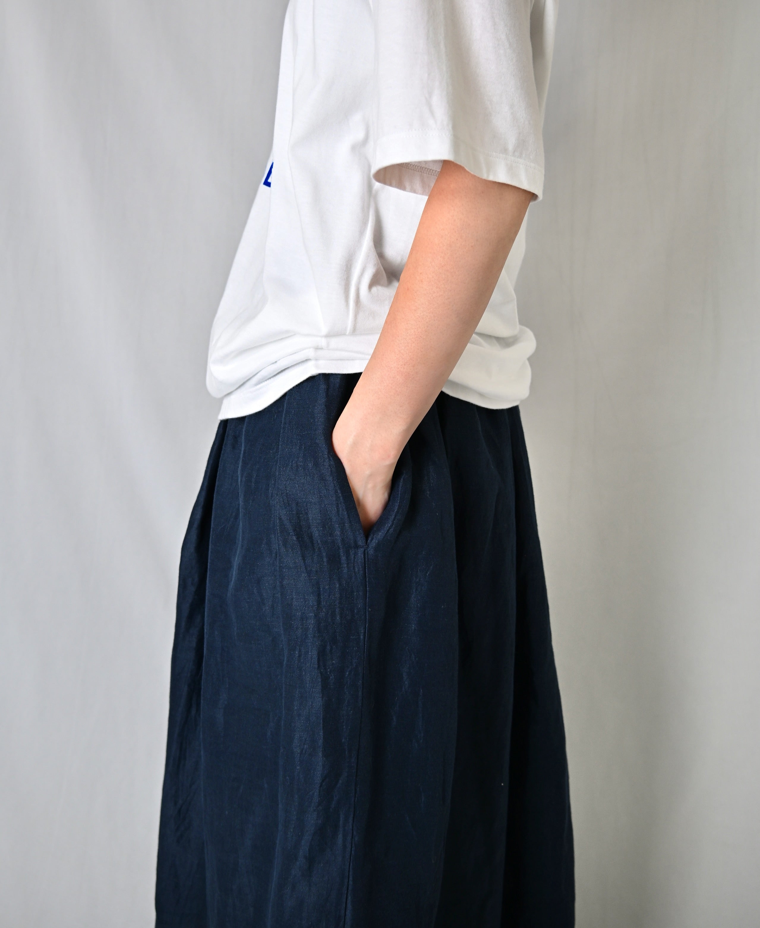 INSL26325 60s AUTO LOOM COTTON/LINEN PLAIN GATHERED SKIRT
