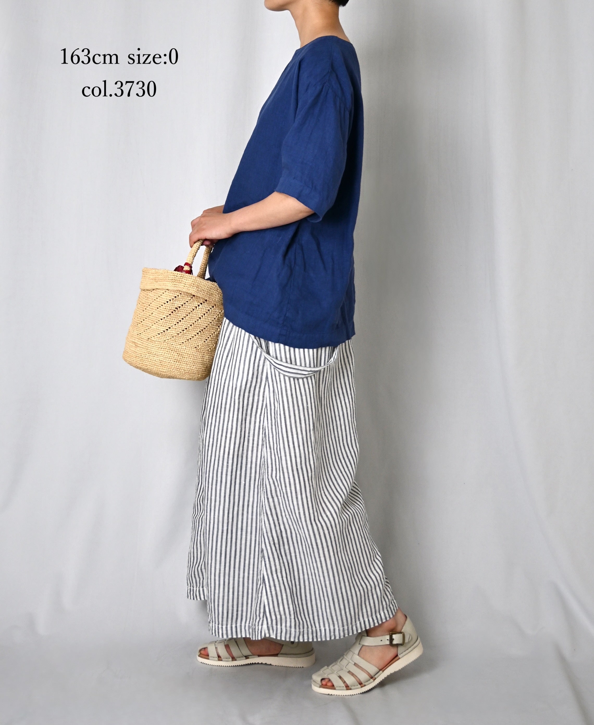 NAM1631LP LINEN PLAIN OVERDYE BOAT NECK S/SL SHIRT