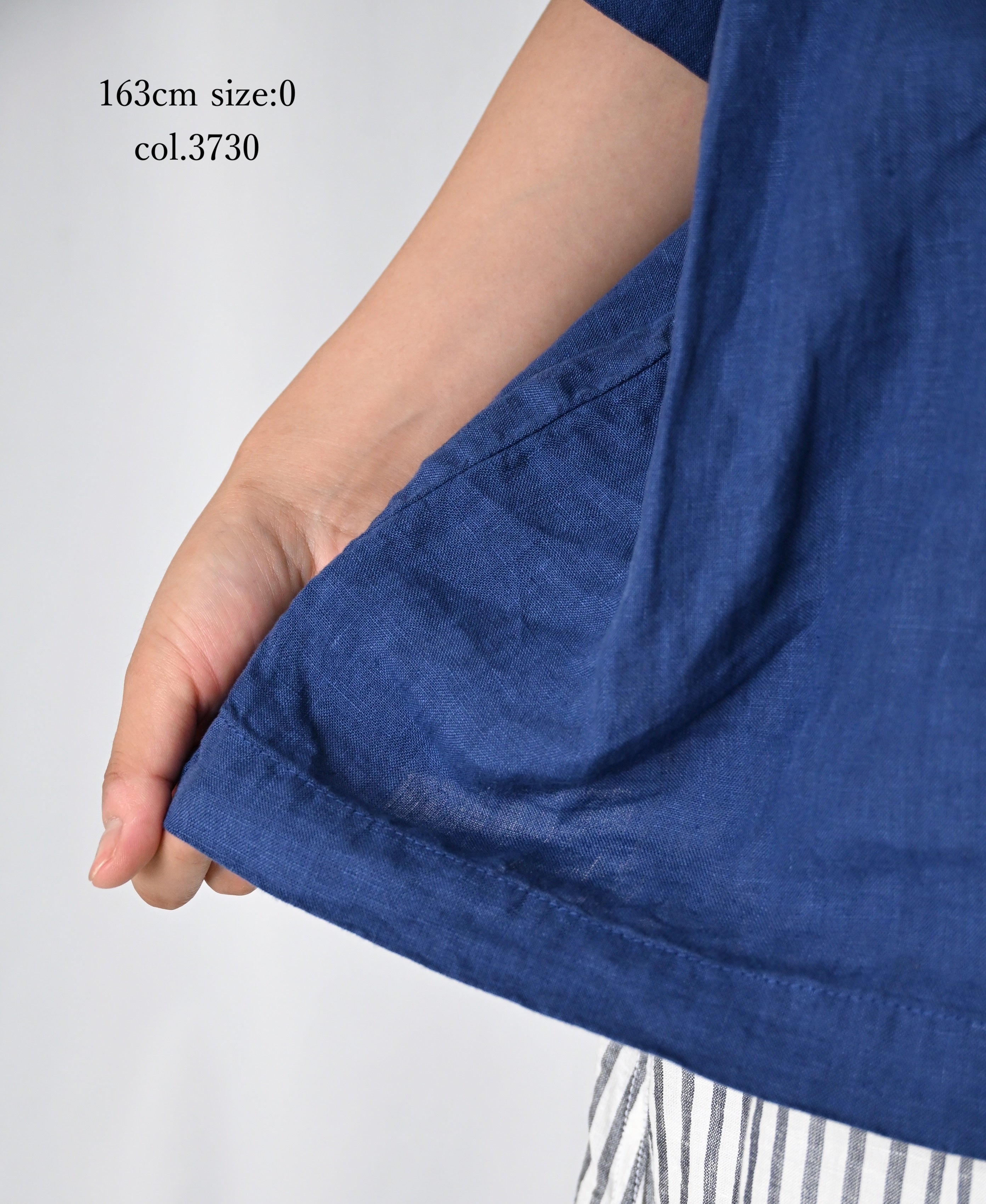 NAM1631LP LINEN PLAIN OVERDYE BOAT NECK S/SL SHIRT