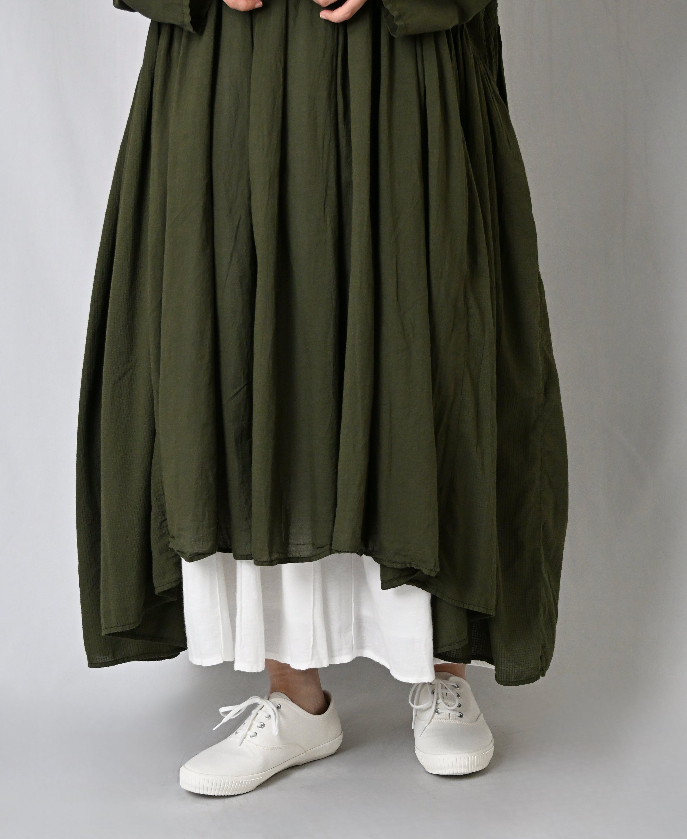 NMDS26602D ORGANIC MICRO CHECK&VOILE PLAIN PATCHWORK OVERDYE PINTUCK PULLOVER DRESS