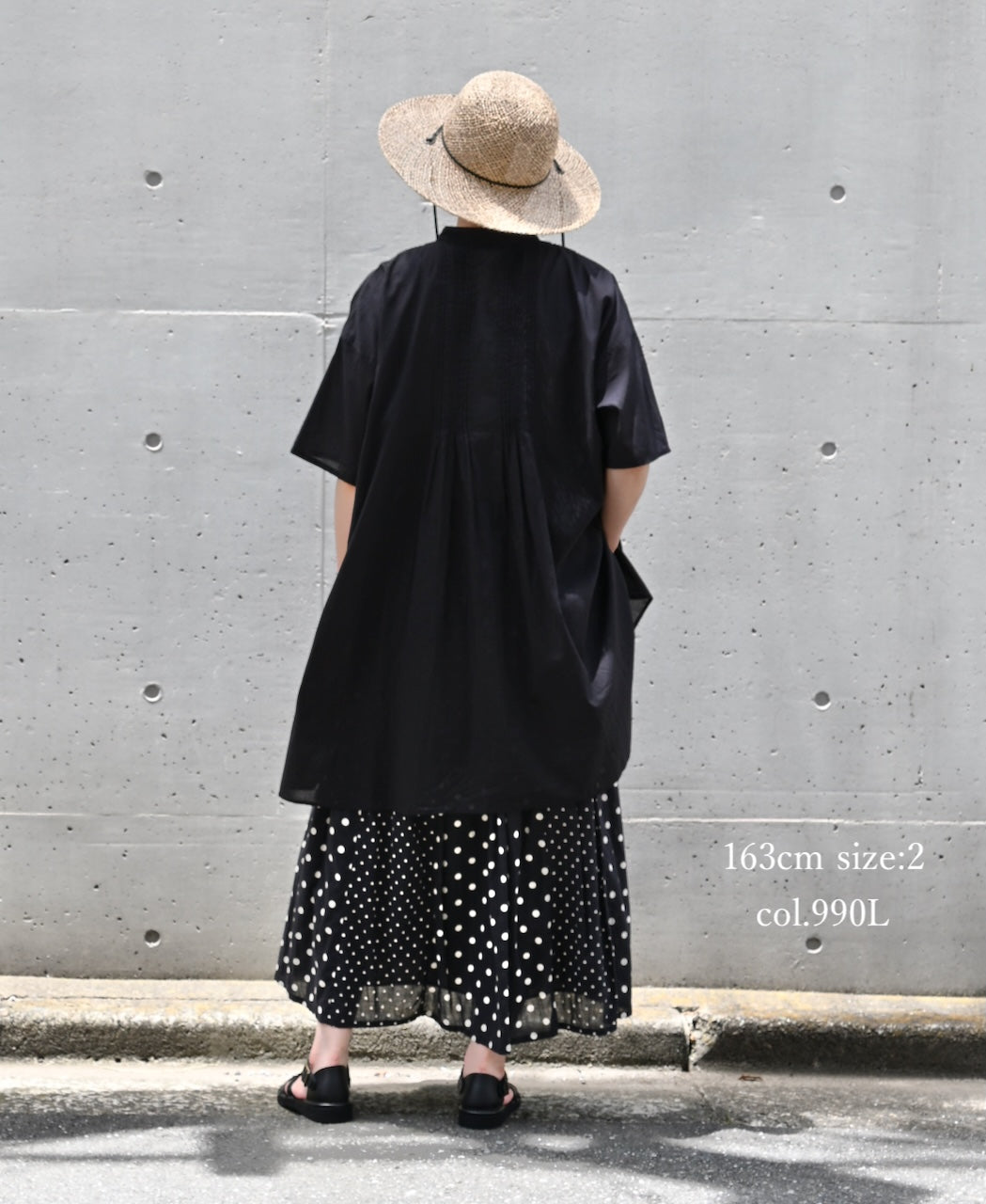 NSL26057 80s COTTON VOILE DOT PRINT PATCHWORK GATHERED SKIRT