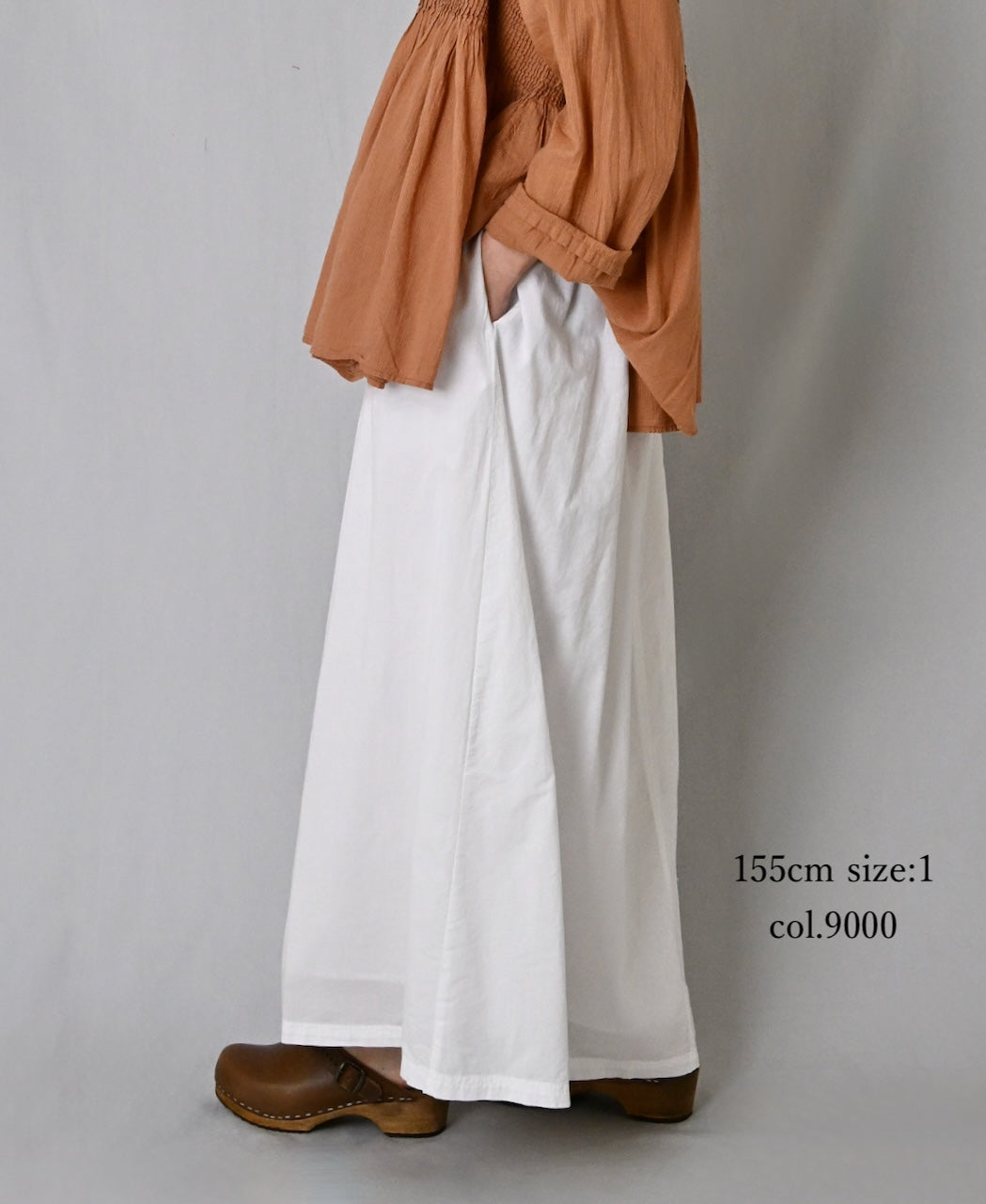 INAM2624 60s COTTON LAWN WASH PLEATED EASY SKIRT WITH LINING