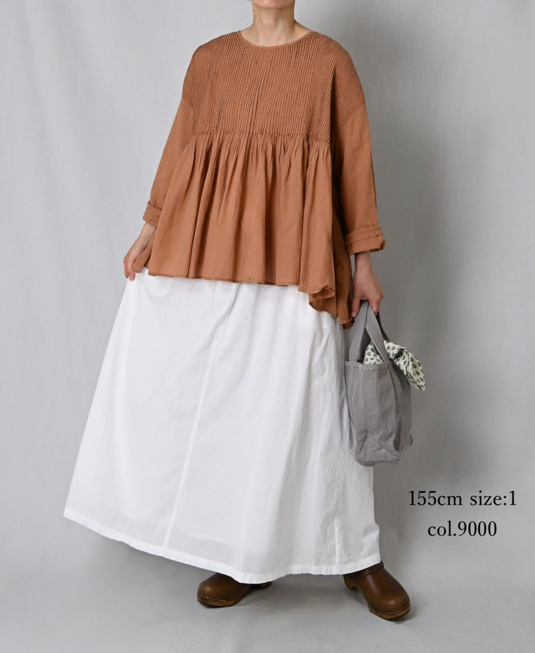 INAM2624 60s COTTON LAWN WASH PLEATED EASY SKIRT WITH LINING