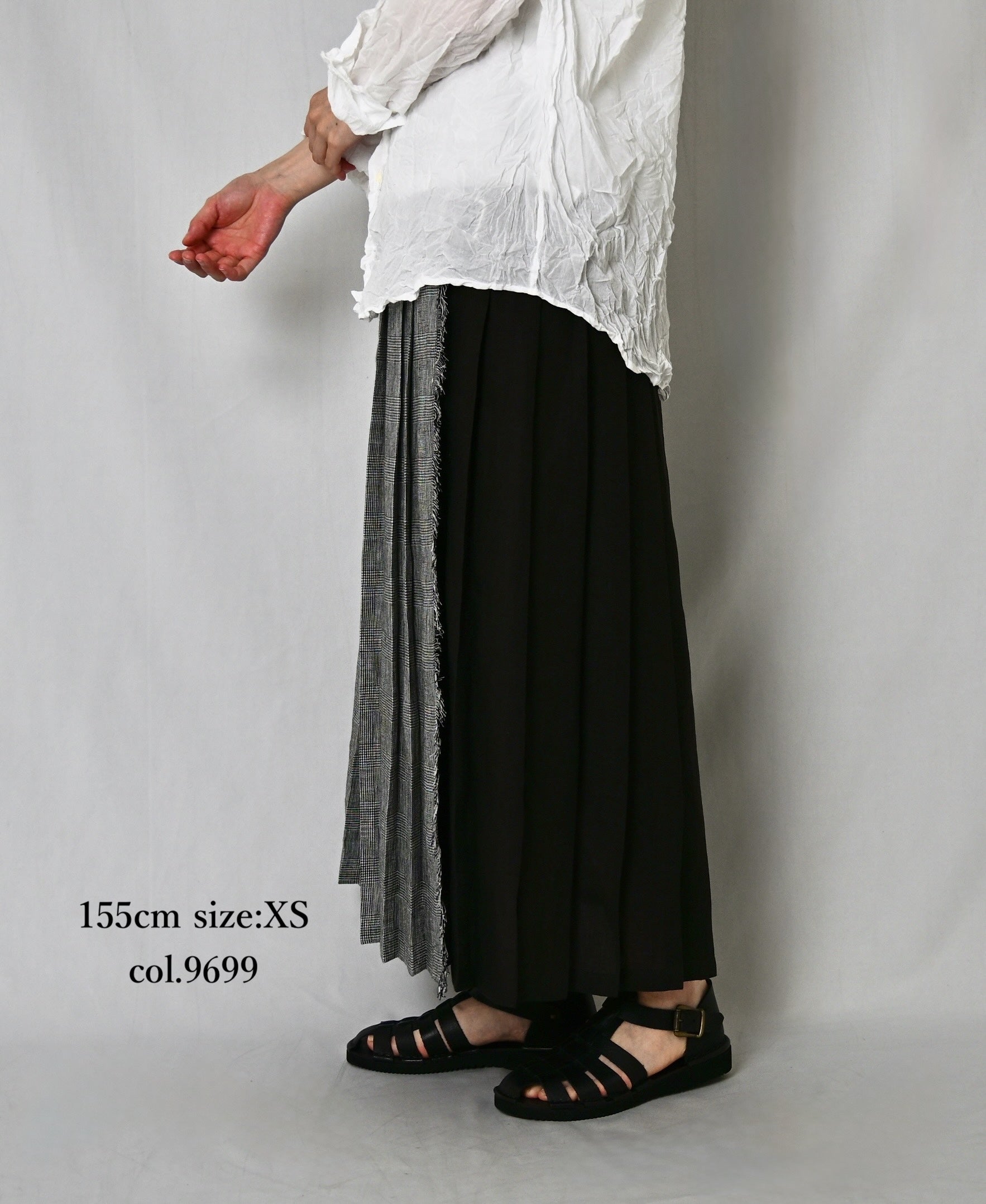 NOD2501PW ILISH LINEN LOW WAIST PLEATS WRAP SKIRT LENGTH 80cm
