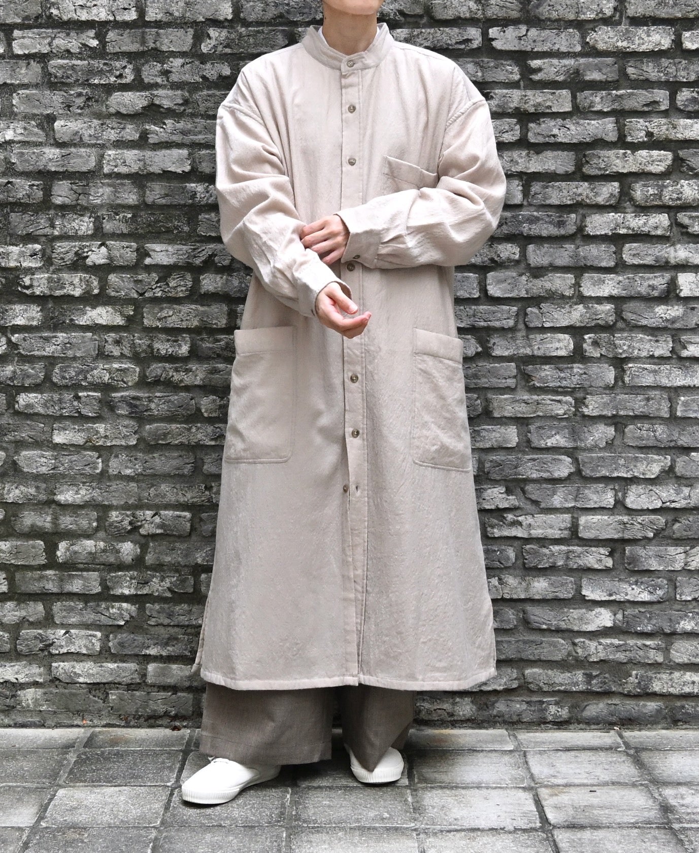 MDSH26532 BOILED WOOL PLAIN BANDED COLLAR COAT