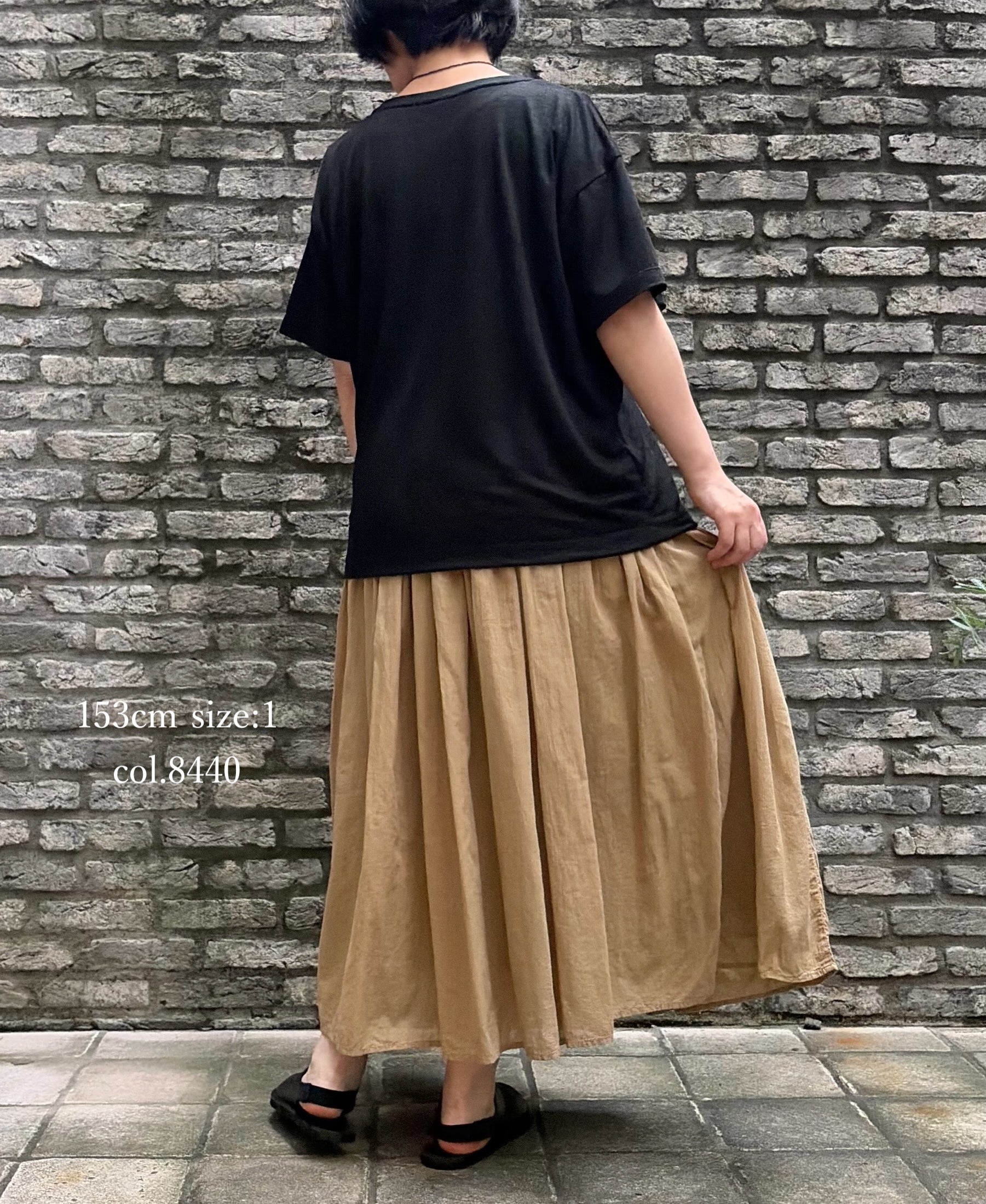 NMDS26515D 80s ORGANIC VOILE STRIPE (OVERDYE) MINI PINTUCK FLARED SKIRT
