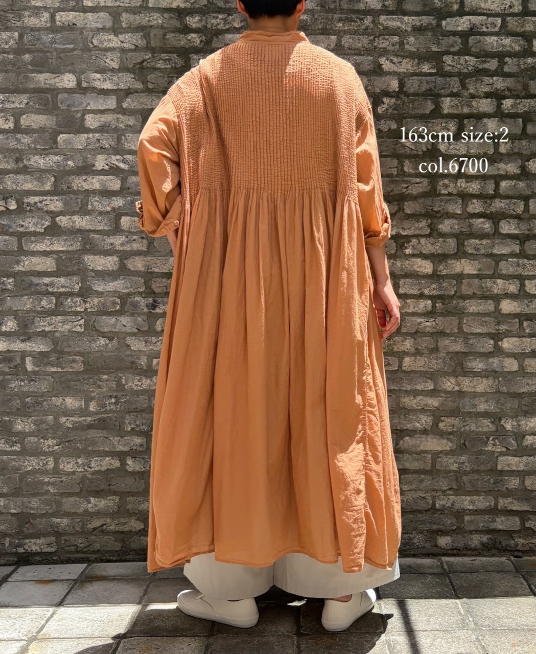 NMDS26514D 80s ORGANIC VOILE STRIPE (OVERDYE) BANDED SHIRT DRESS WITH MINI PINTUCK