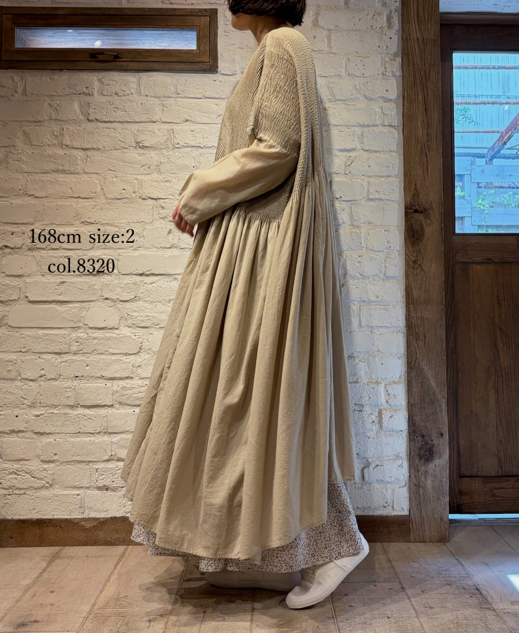 NMDS26602D ORGANIC MICRO CHECK&VOILE PLAIN PATCHWORK OVERDYE PINTUCK PULLOVER DRESS