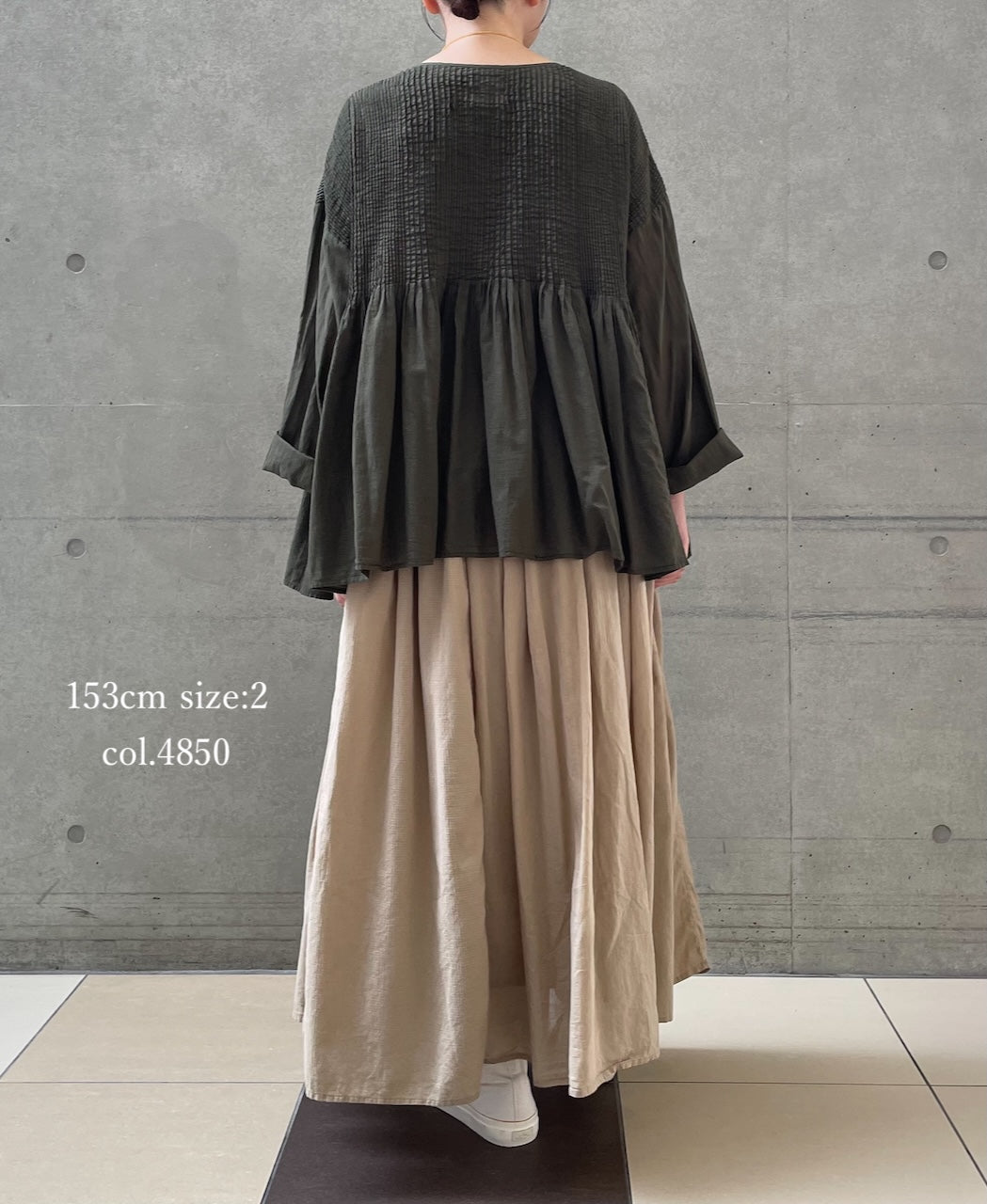 NMDS26605D ORGANIC MICRO CHECK&VOILE PLAIN PATCHWORK OVERDYE RAJASTHAN GATHERED SKIRT