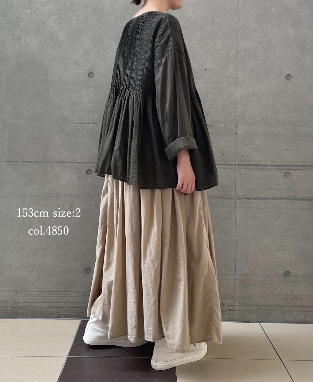 NMDS26605D ORGANIC MICRO CHECK&VOILE PLAIN PATCHWORK OVERDYE RAJASTHAN GATHERED SKIRT