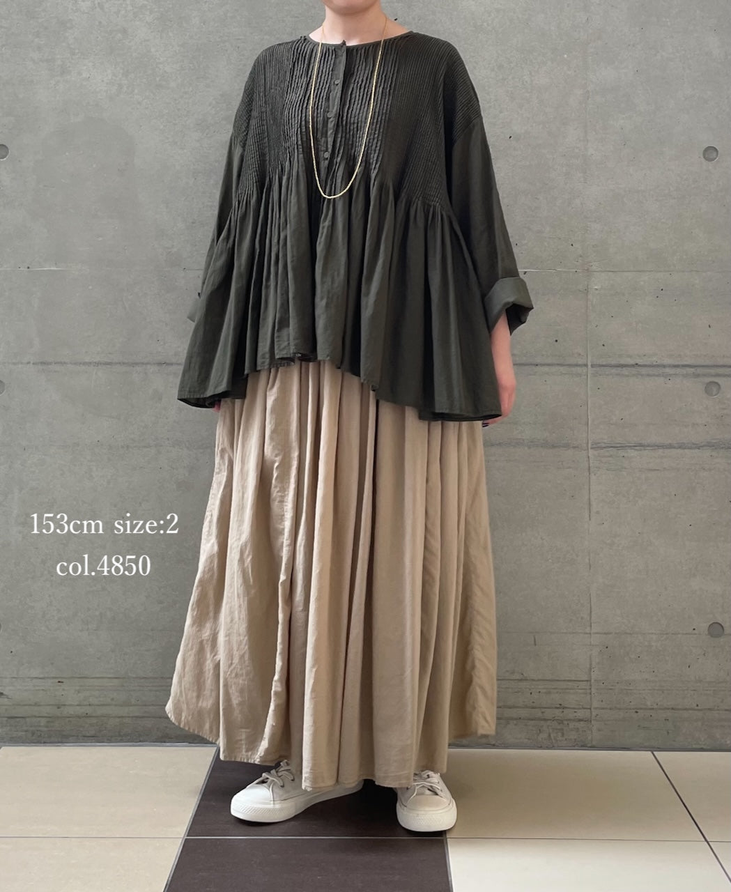 NMDS26605D ORGANIC MICRO CHECK&VOILE PLAIN PATCHWORK OVERDYE RAJASTHAN GATHERED SKIRT