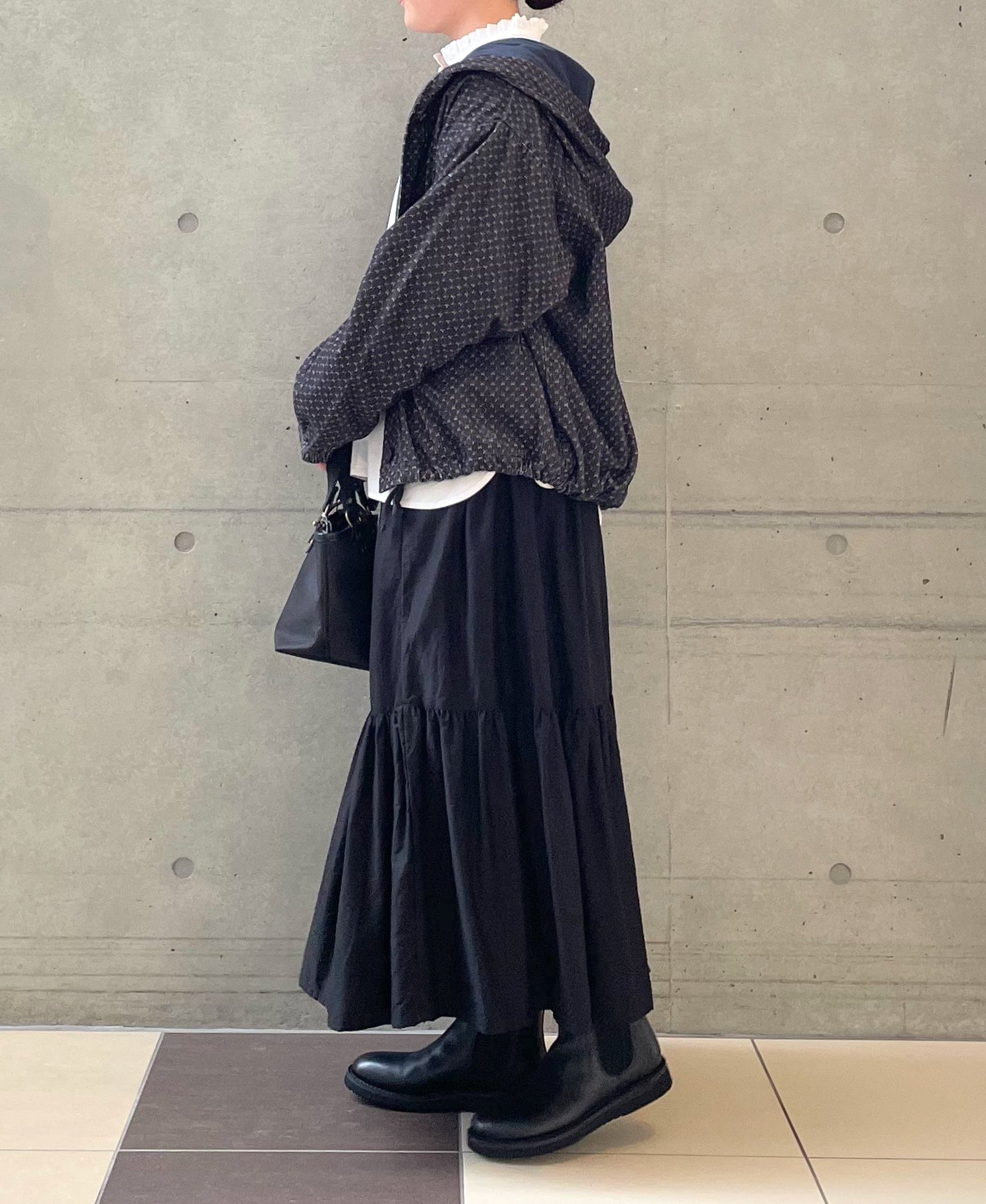 NSL26564 COTTON SATIN PLAIN TIERED GATHER SKIRT