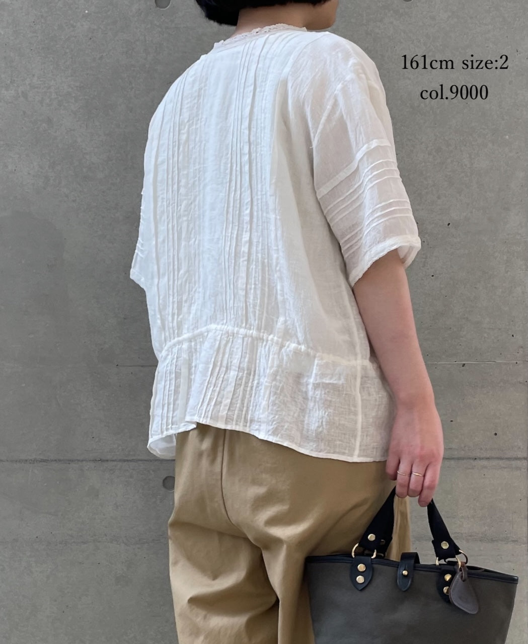 NMDS26271 80s POWER LOOM LINEN PLAIN LACE PINTUCK HALF/SLEEVE 2WAY SHIRT