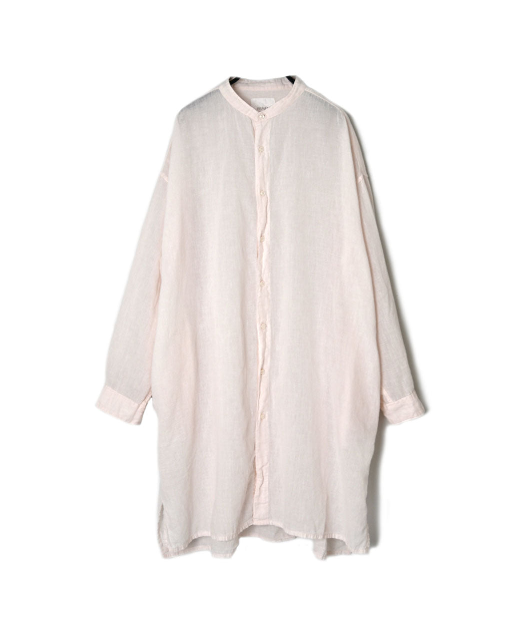 INAM2503G3D 30s GAUZE OVERDYE UTILITY BANDED COLLAR LONG SHIRT