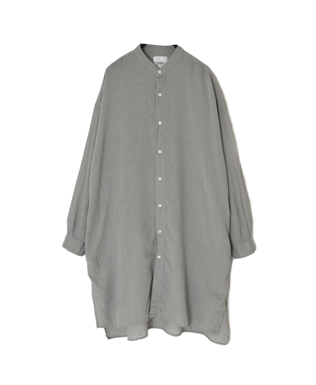 INAM2503G3D 30s GAUZE OVERDYE UTILITY BANDED COLLAR LONG SHIRT
