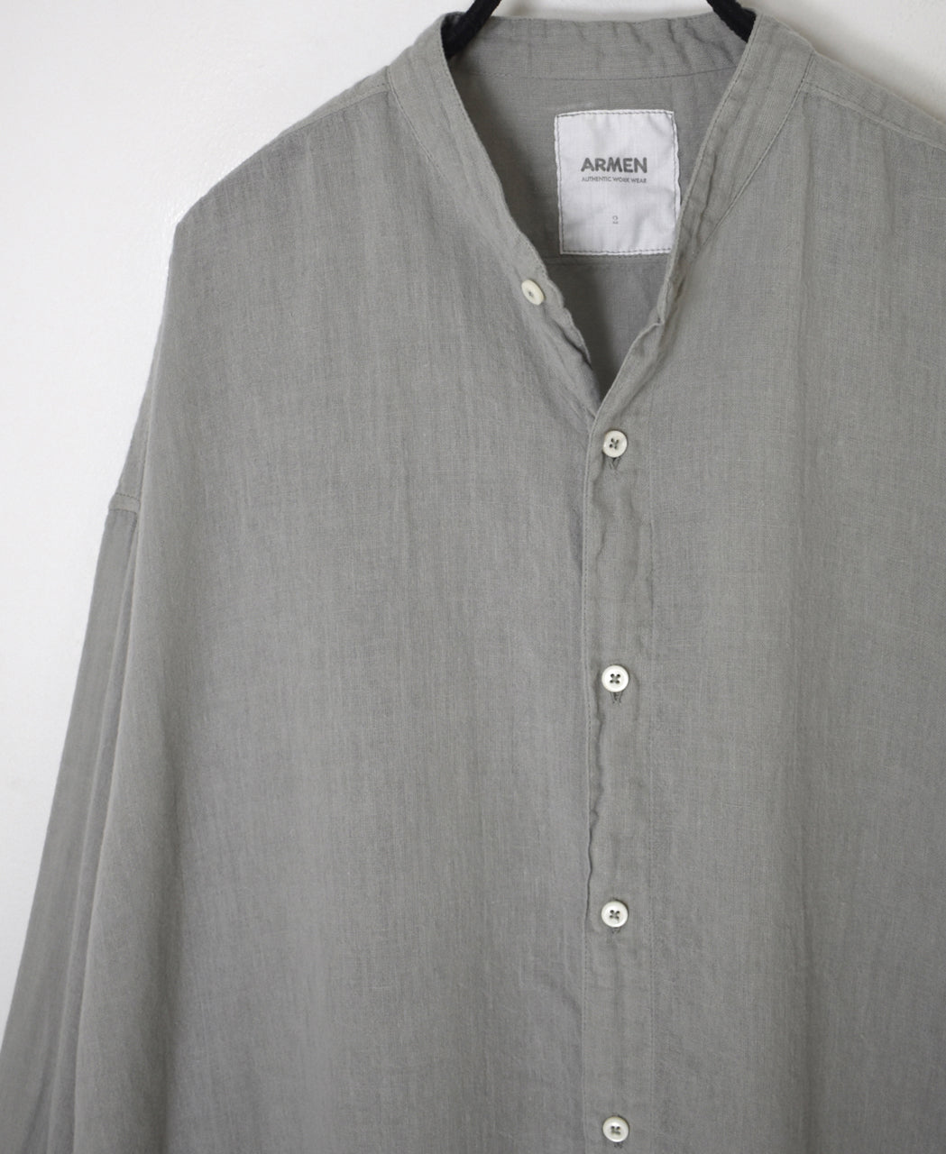 INAM2503G3D 30s GAUZE OVERDYE UTILITY BANDED COLLAR LONG SHIRT
