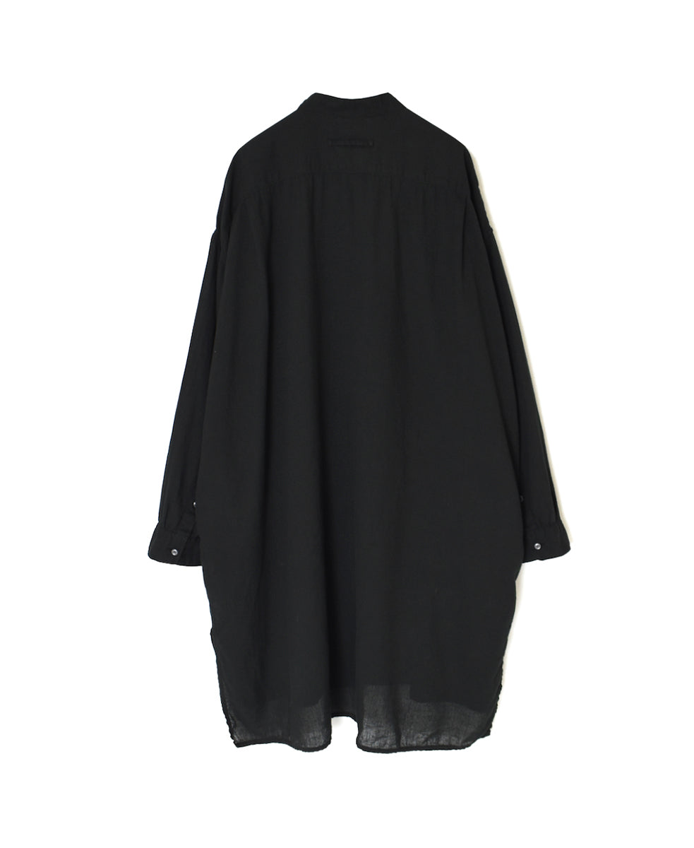 INAM2503G3D 30s GAUZE OVERDYE UTILITY BANDED COLLAR LONG SHIRT