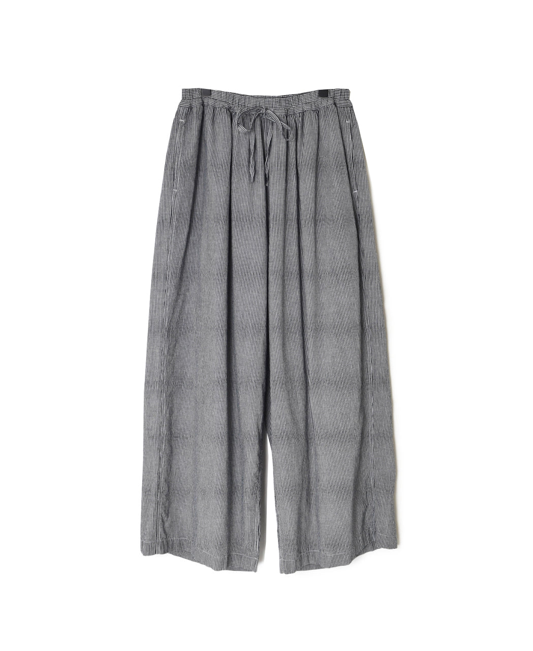 INAM2505C SEERSUCKER GINGHAM CHECK WASH GATHERED EASY PANTS WITH LINING