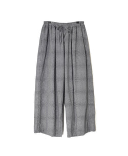 INAM2505C SEERSUCKER GINGHAM CHECK WASH GATHERED EASY PANTS WITH LINING