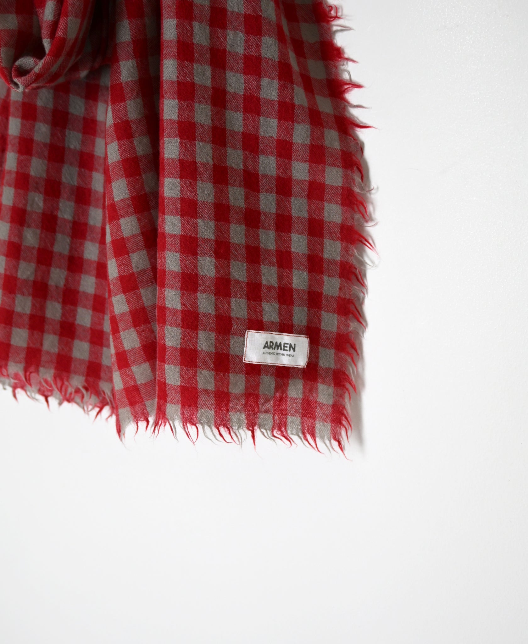 INAM2571 WOOL GINAGHAM CHECK STOLE 70x190cm
