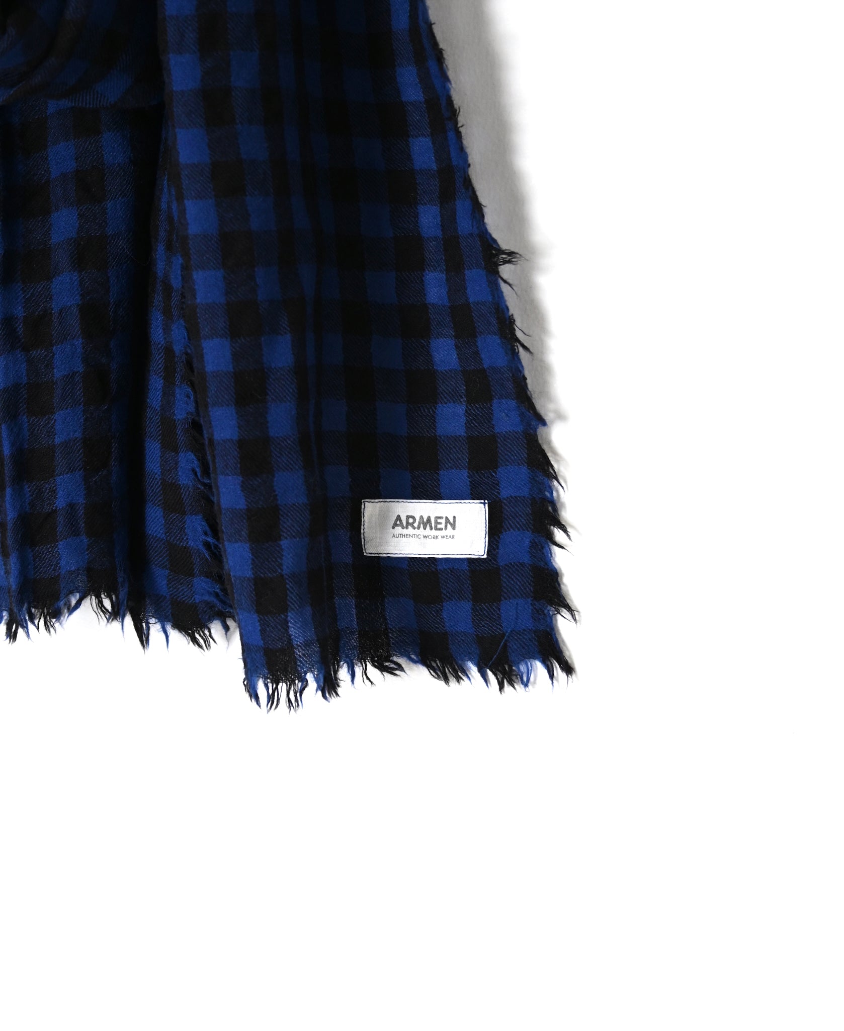 INAM2572 WOOL GINGHAM CHECK STOLE 35x178cm