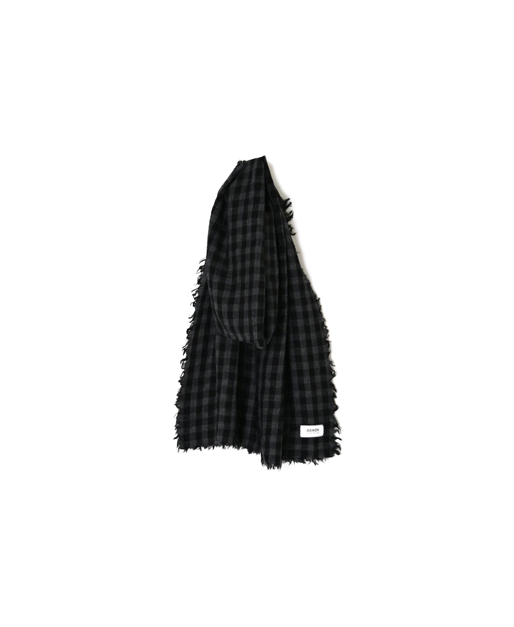 INAM2572 WOOL GINGHAM CHECK STOLE 35x178cm