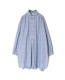 INAM2632S SEERSUCKER STRIPE WASH WORK GATHERED SHIRT