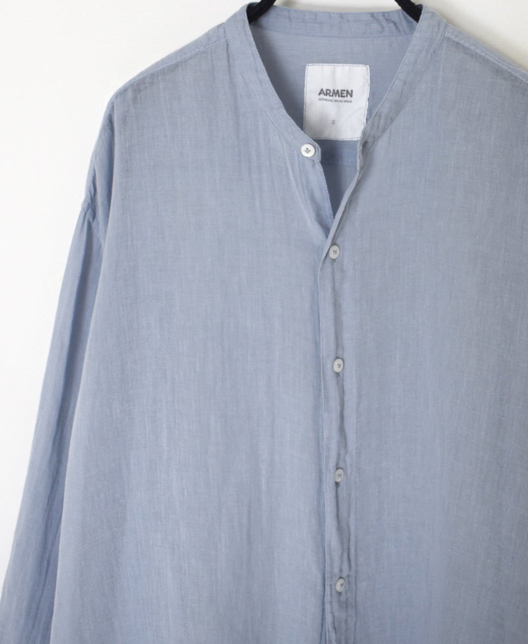 INAM2641GD 60s SINGLE GAUZE PLAIN OVERDYE UTILITY BANDED COLLAR SHIRT