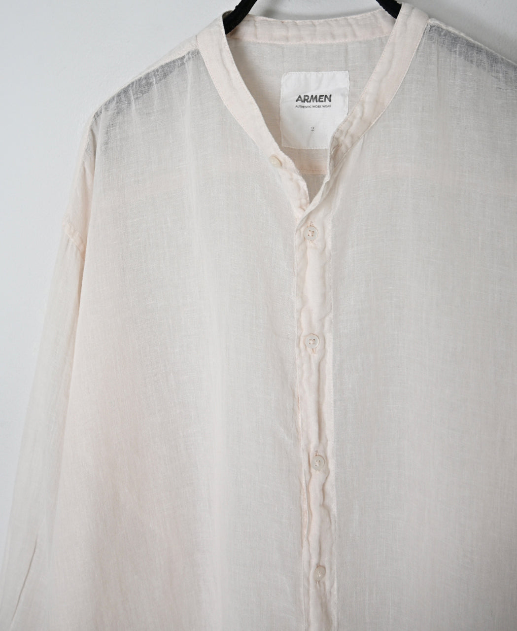 INAM2641GD 60s SINGLE GAUZE PLAIN OVERDYE UTILITY BANDED COLLAR SHIRT