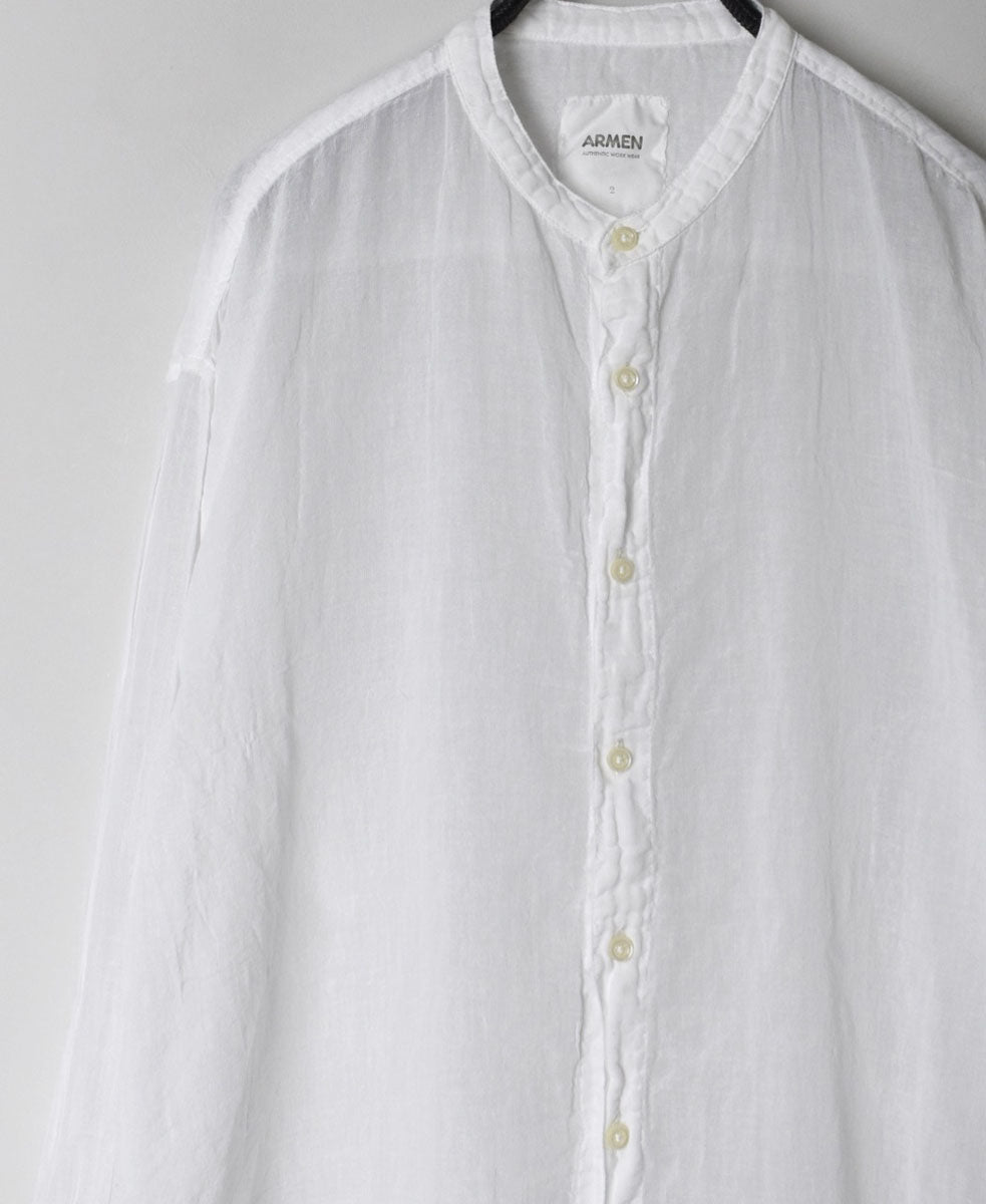 INAM2641GD 60s SINGLE GAUZE PLAIN OVERDYE UTILITY BANDED COLLAR SHIRT