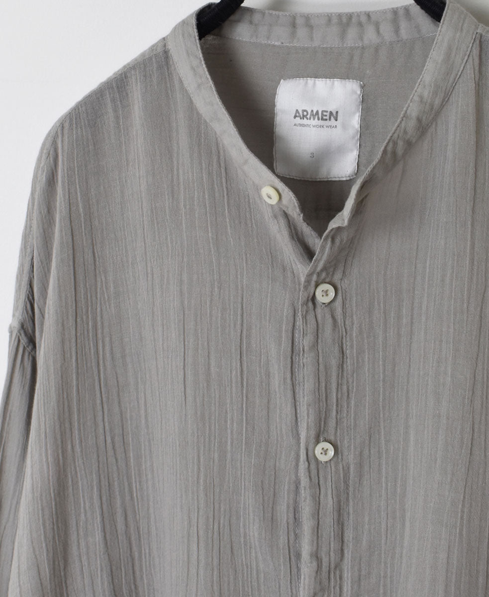 INAM2641GD 60s SINGLE GAUZE PLAIN OVERDYE UTILITY BANDED COLLAR SHIRT
