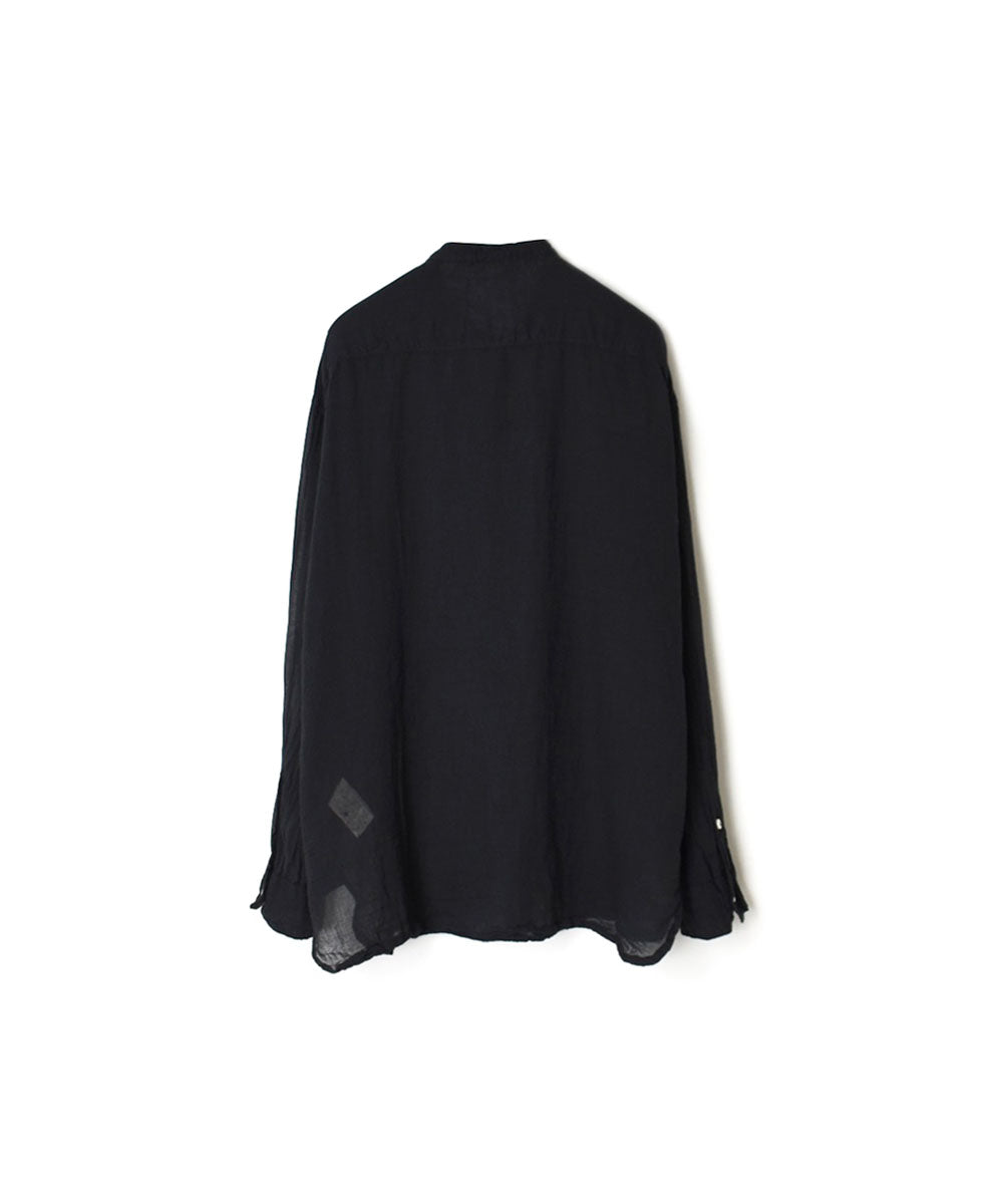 INAM2641GD 60s SINGLE GAUZE PLAIN OVERDYE UTILITY BANDED COLLAR SHIRT