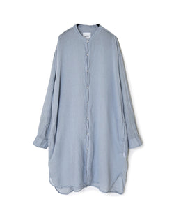 INAM2643GD 60s SINGLE GAUZE PLAIN OVERDYE UTILITY BANDED COLLAR LONG SHIRT