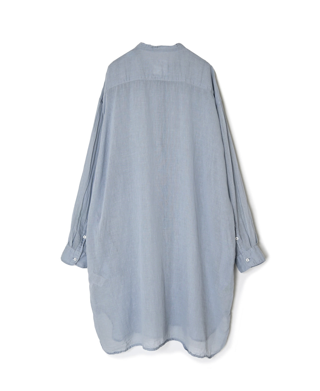 INAM2643GD 60s SINGLE GAUZE PLAIN OVERDYE UTILITY BANDED COLLAR LONG SHIRT