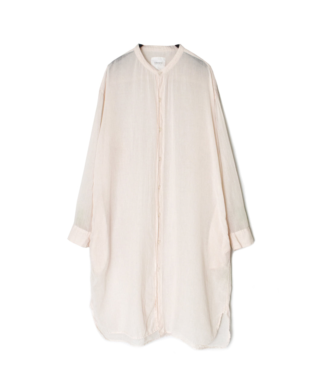INAM2643GD 60s SINGLE GAUZE PLAIN OVERDYE UTILITY BANDED COLLAR LONG SHIRT