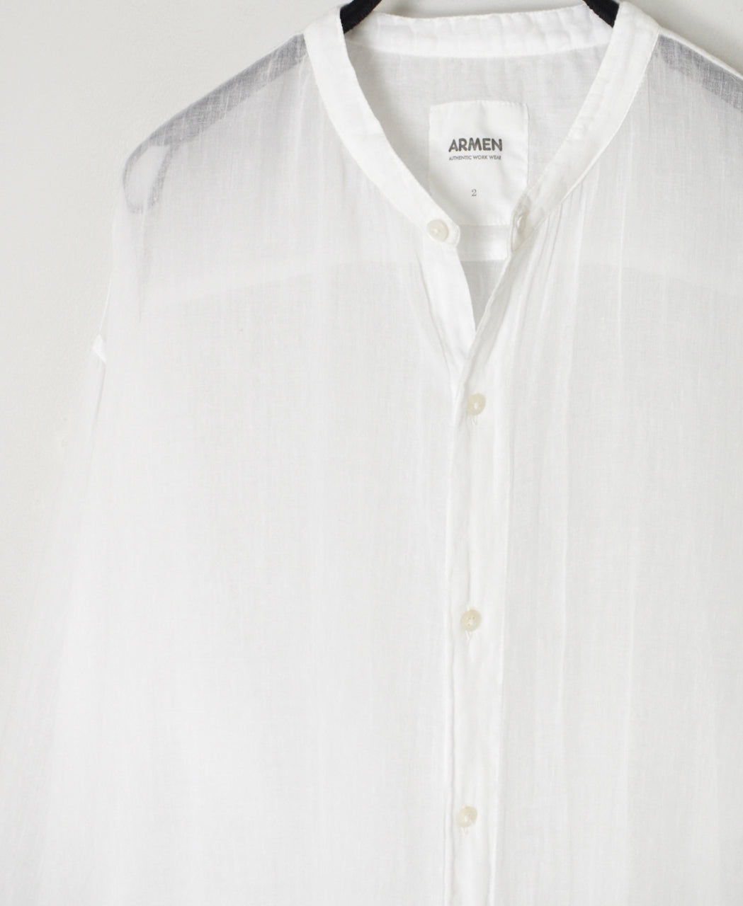 INAM2643GD 60s SINGLE GAUZE PLAIN OVERDYE UTILITY BANDED COLLAR LONG SHIRT