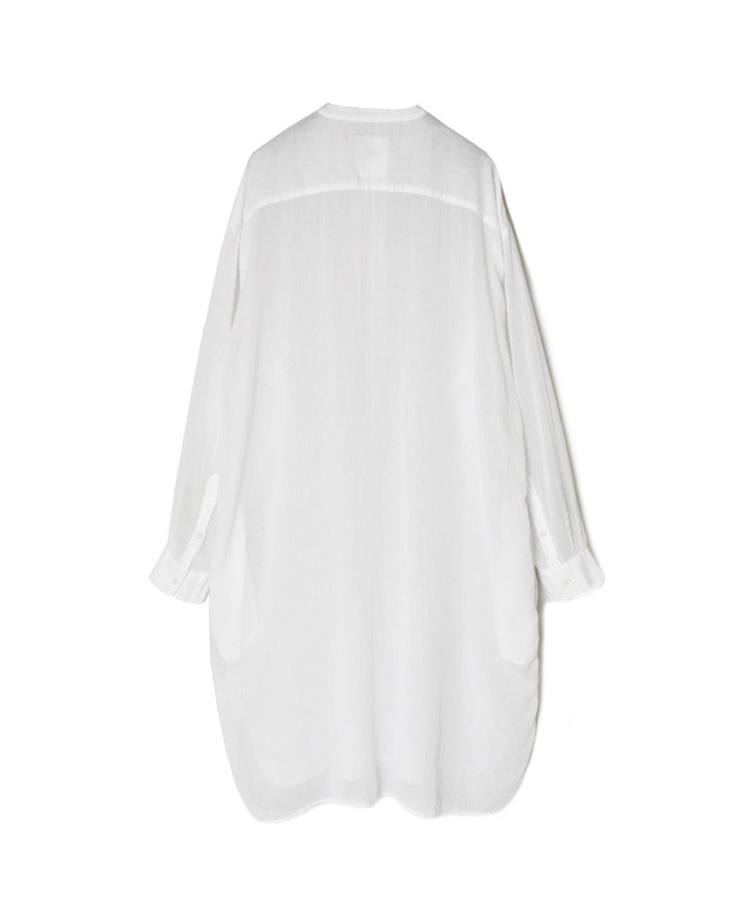 INAM2643GD 60s SINGLE GAUZE PLAIN OVERDYE UTILITY BANDED COLLAR LONG SHIRT