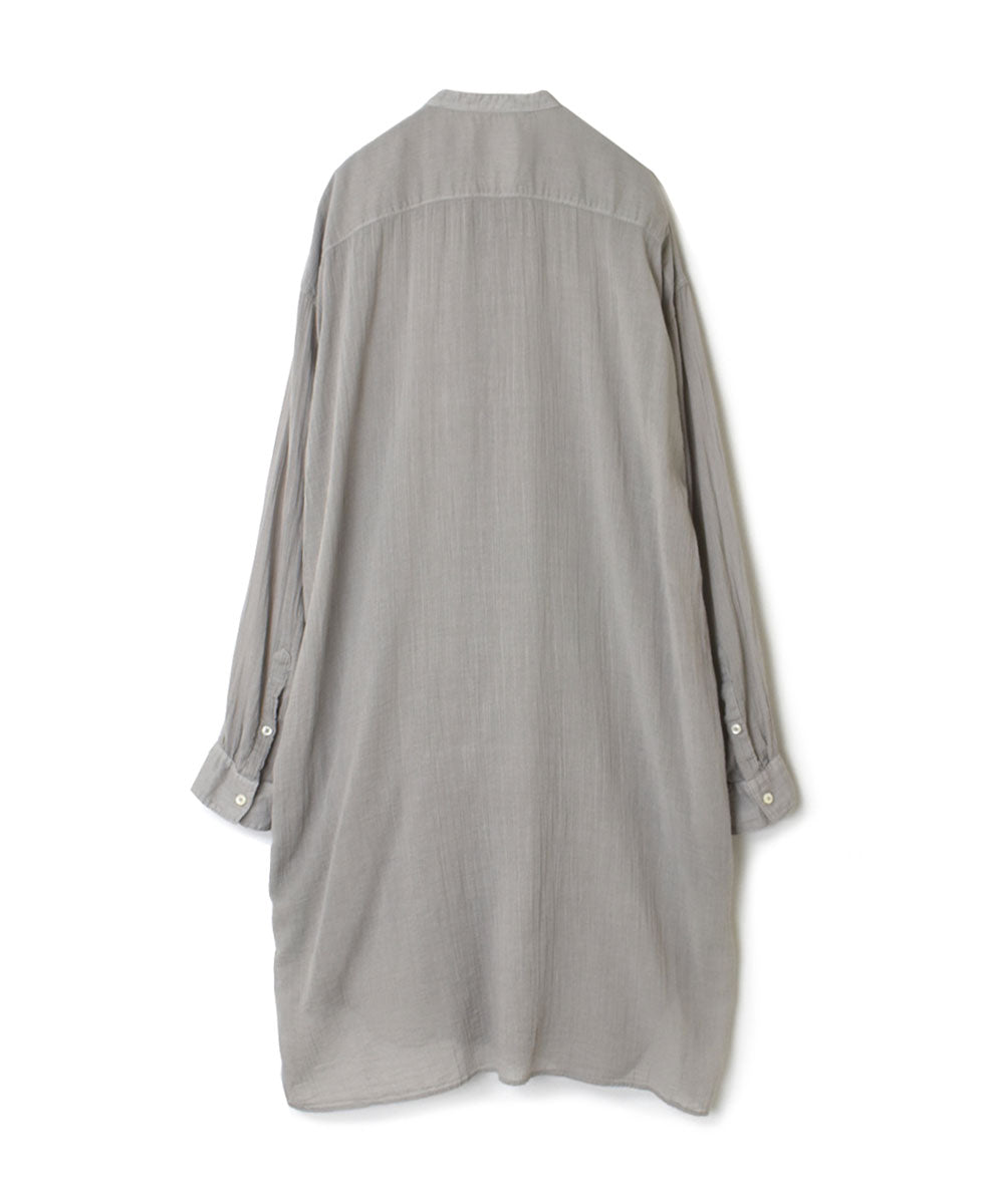 INAM2643GD 60s SINGLE GAUZE PLAIN OVERDYE UTILITY BANDED COLLAR LONG SHIRT