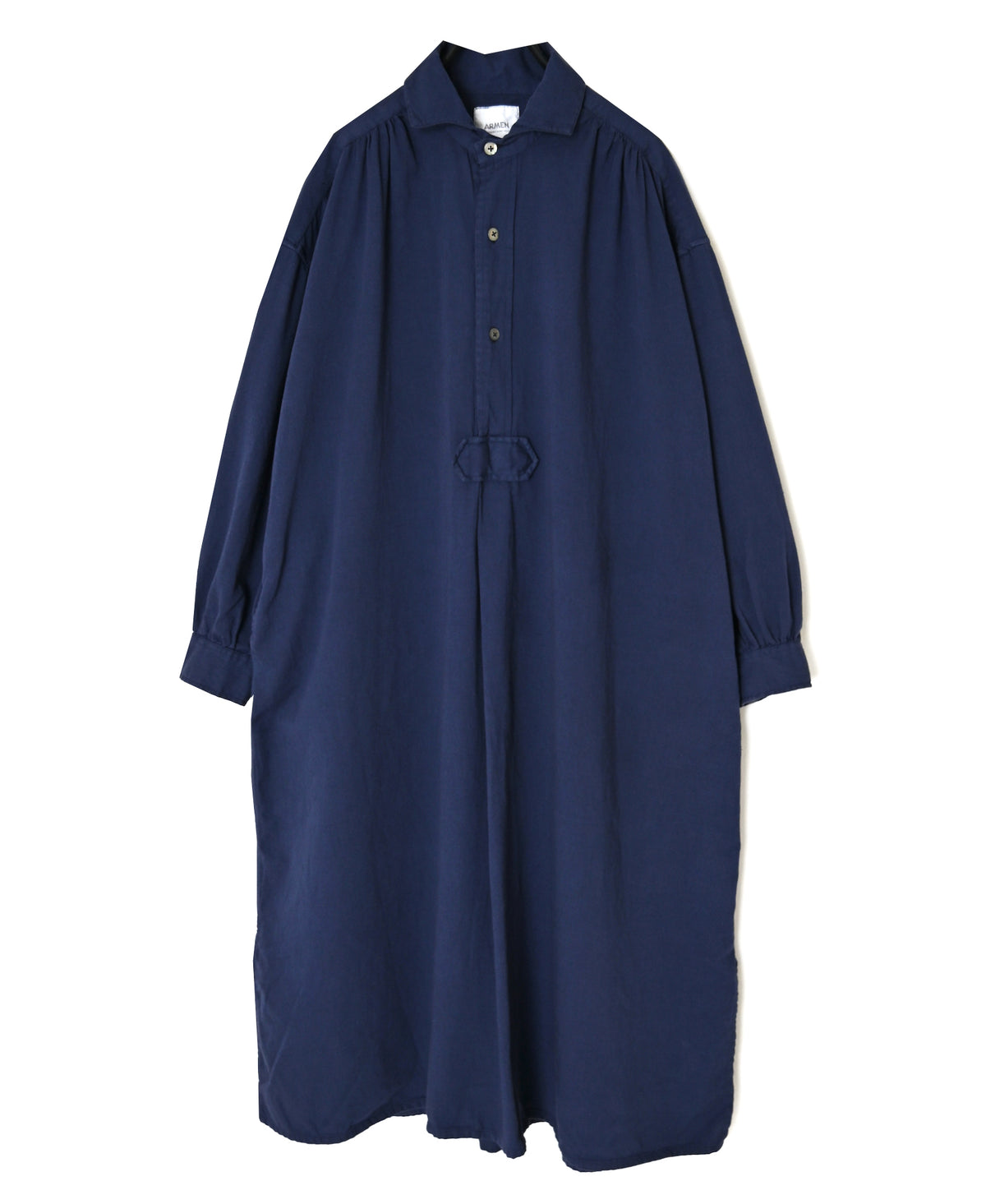 INAM2663TD 30s COTTON TWILL OVERDYE WORK GATHER LONG SHIRT