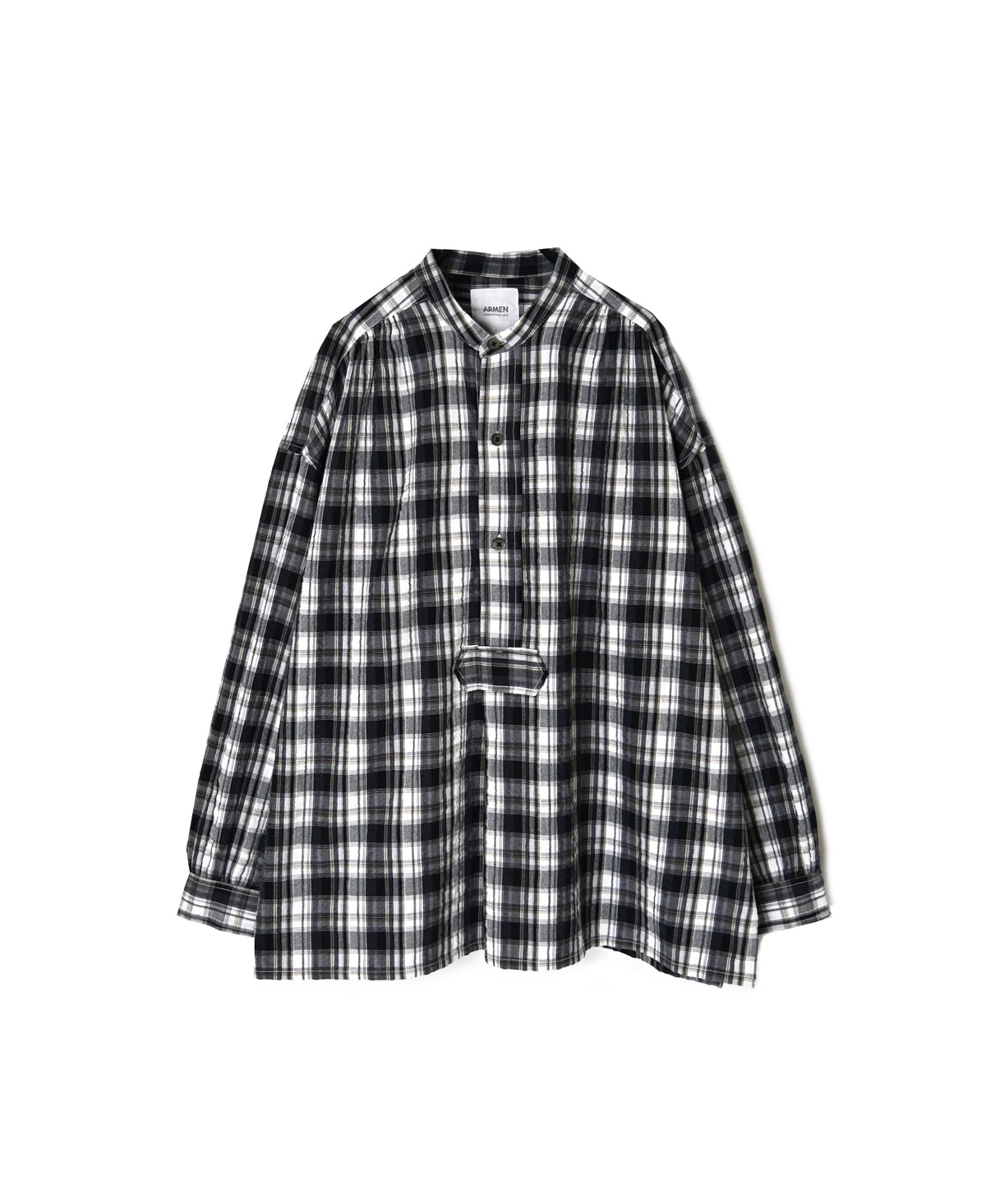 INAM2672 YARN DYED COTTON CHECK WORK GATHER SHIRT