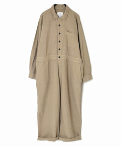 INHT2511CLD COTTON LINEN PLAIN  OVERDYE ONE-UP COLLAR OVERALLS