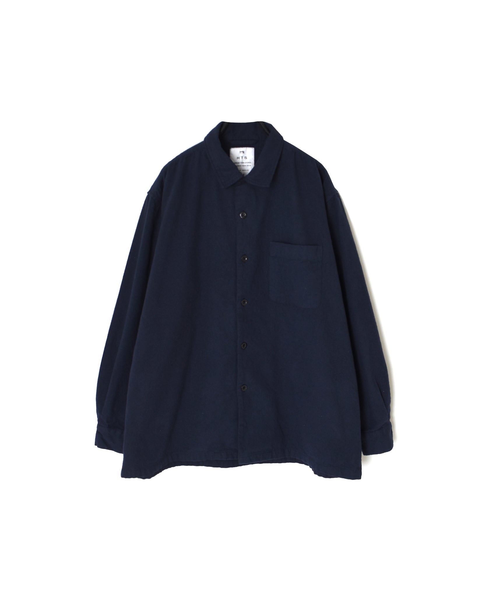 INHT2671D COTTON FLANNEL PLAIN OVERDYE ONE-UP COLLAR SHIRT